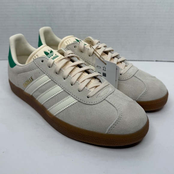 adidas Shoes - Adidas Gazelle W Womens 8 Wonder White Green IF3235 Suede Gum Sole Sneakers